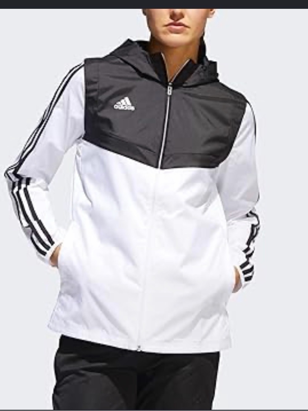 adidas Black and White Hooded Track Jacket